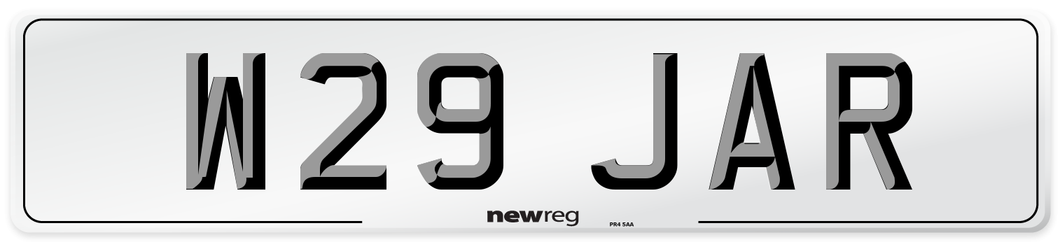 W29 JAR Number Plate from New Reg
